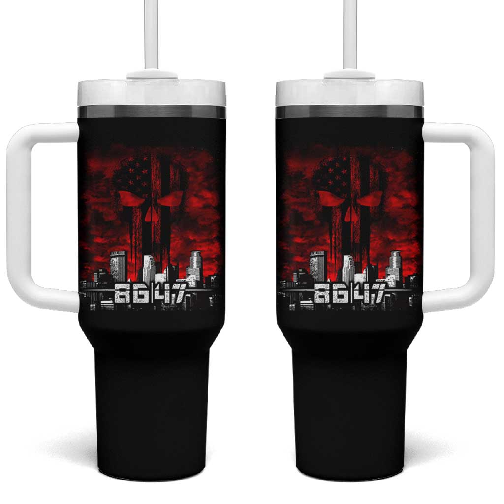 Retro 8647 Tumbler With Handle Vintage USA American Flag Skull