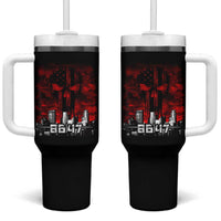 Retro 8647 Tumbler With Handle Vintage USA American Flag Skull
