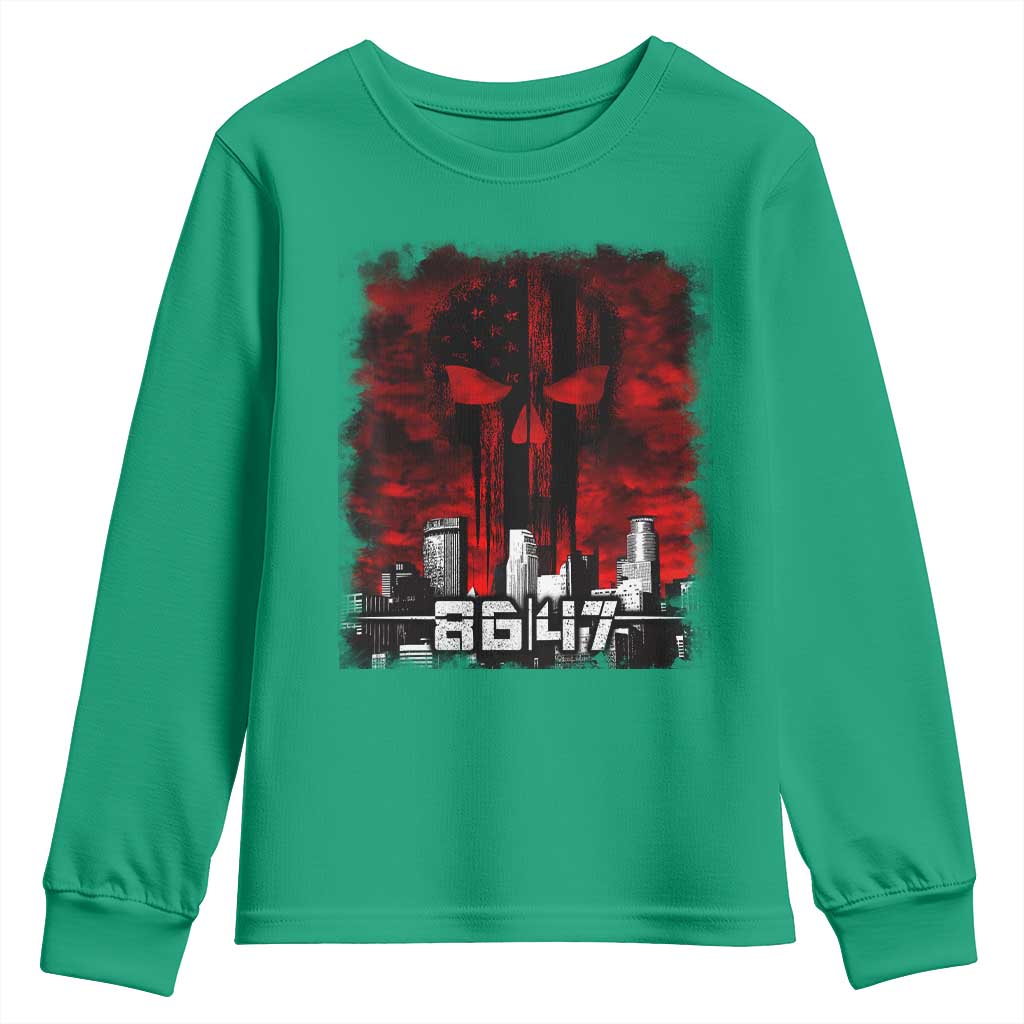 Retro 8647 Youth Sweatshirt Vintage USA American Flag Skull