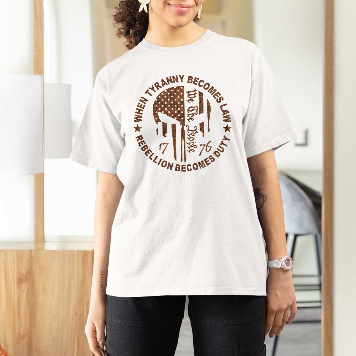 When Tyranny Becomes Law Rebellion Becomes Duty T Shirt For Women We The People 1776 US Flag