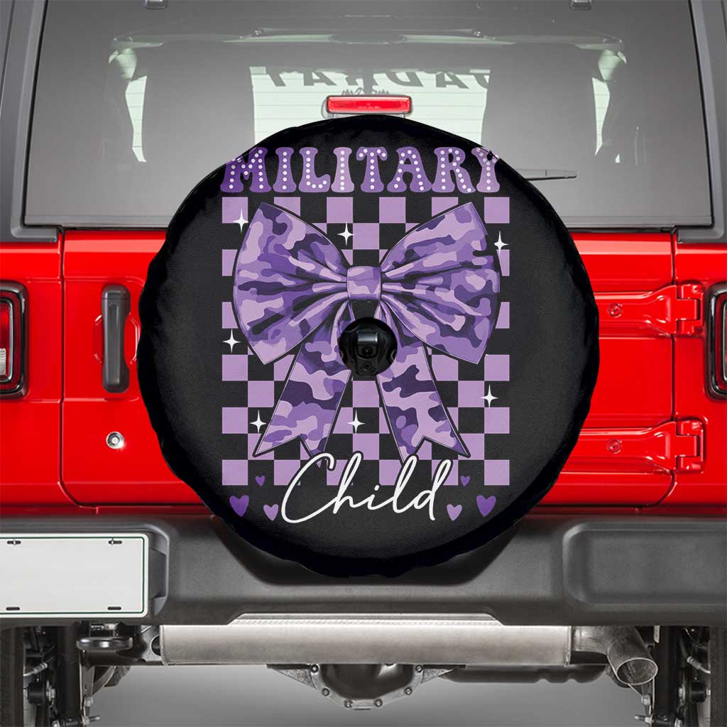 Military Child Coquette Bow Spare Tire Cover Purple Up Camo