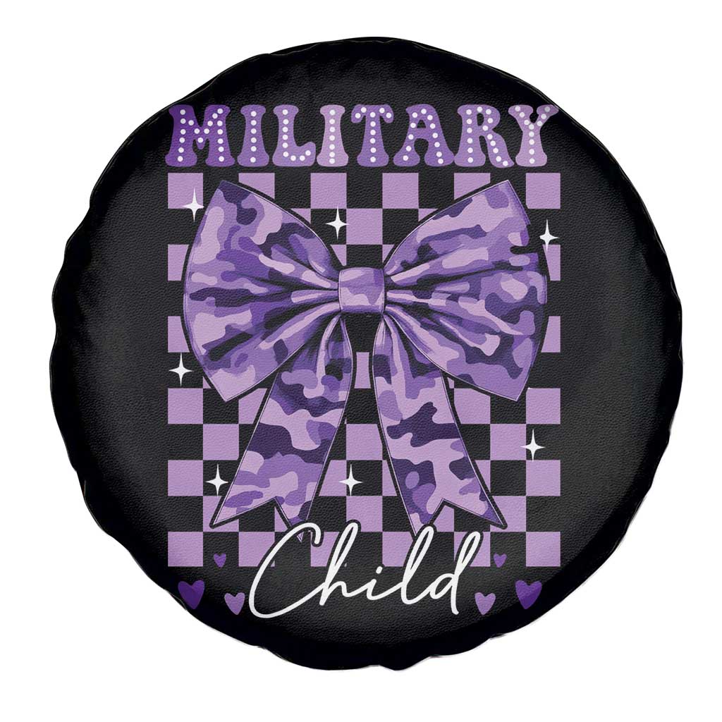 Military Child Coquette Bow Spare Tire Cover Purple Up Camo