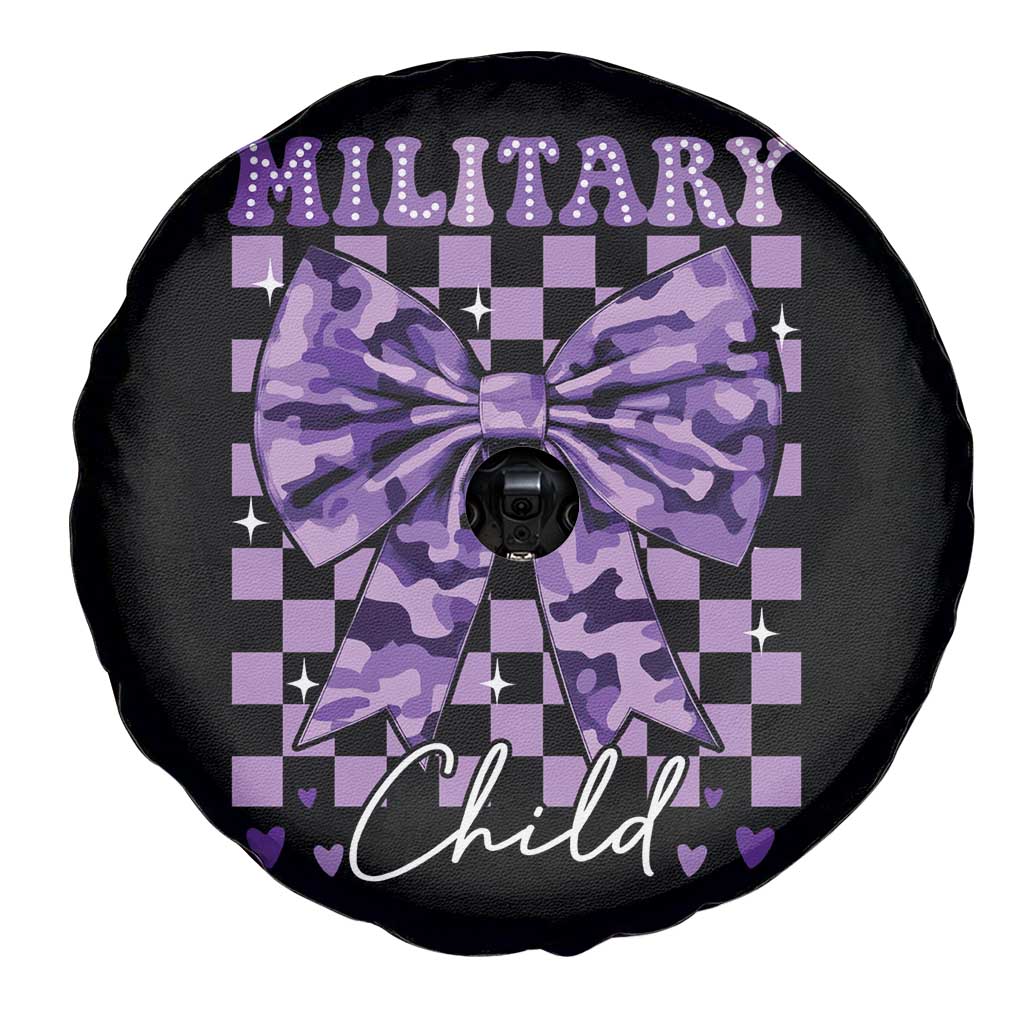 Military Child Coquette Bow Spare Tire Cover Purple Up Camo
