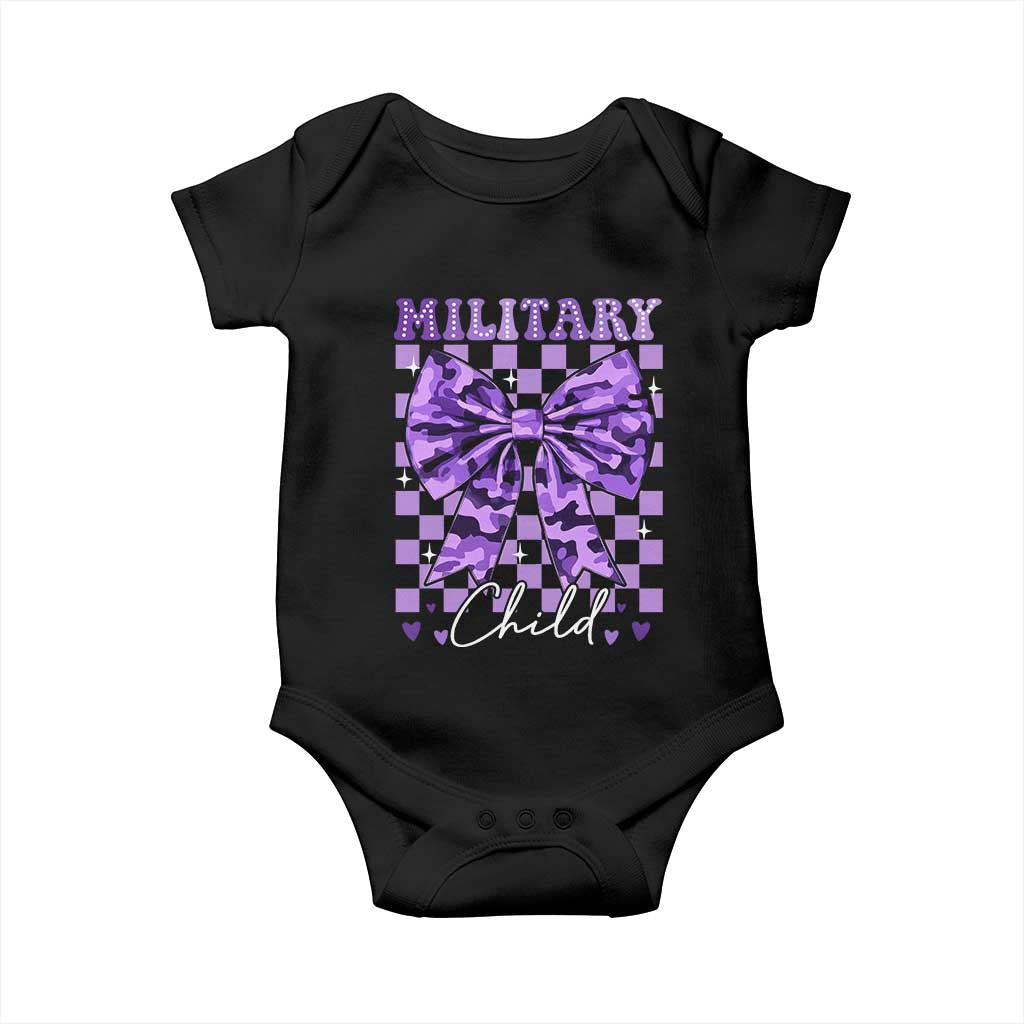 Military Child Coquette Bow Baby Onesie Purple Up Camo