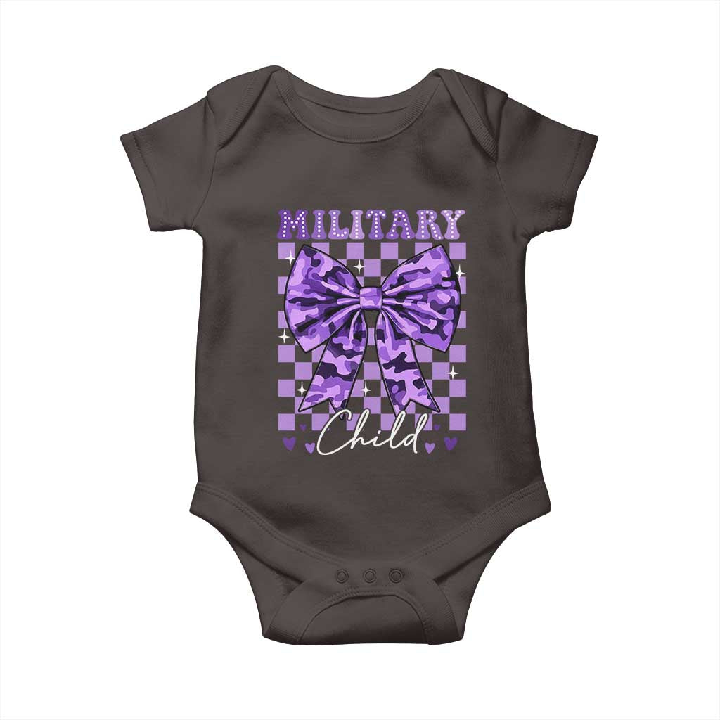Military Child Coquette Bow Baby Onesie Purple Up Camo