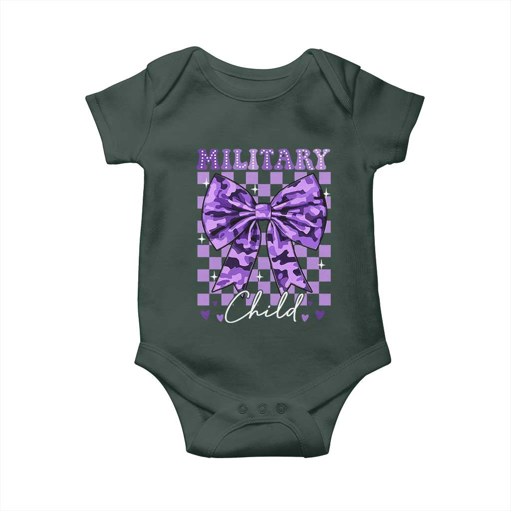 Military Child Coquette Bow Baby Onesie Purple Up Camo