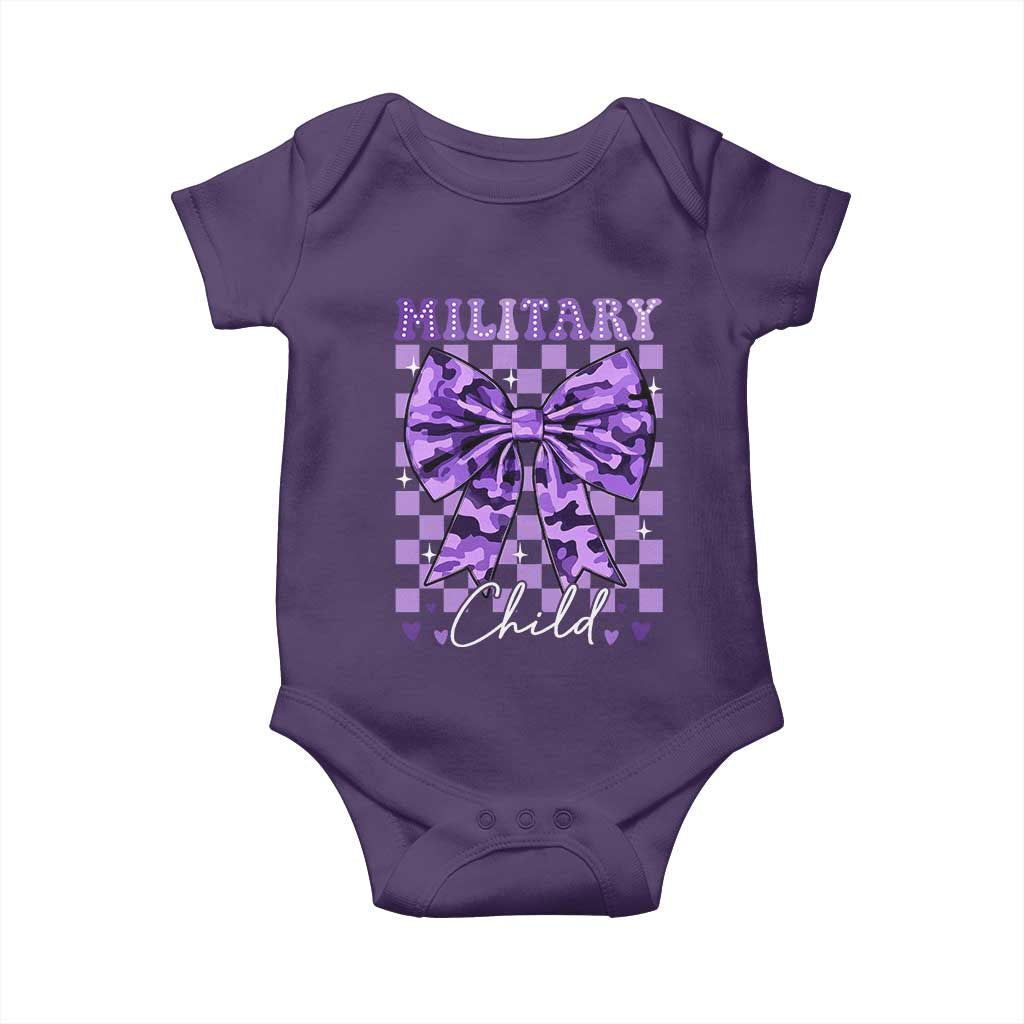Military Child Coquette Bow Baby Onesie Purple Up Camo