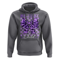 Military Child Coquette Bow Hoodie Purple Up Camo