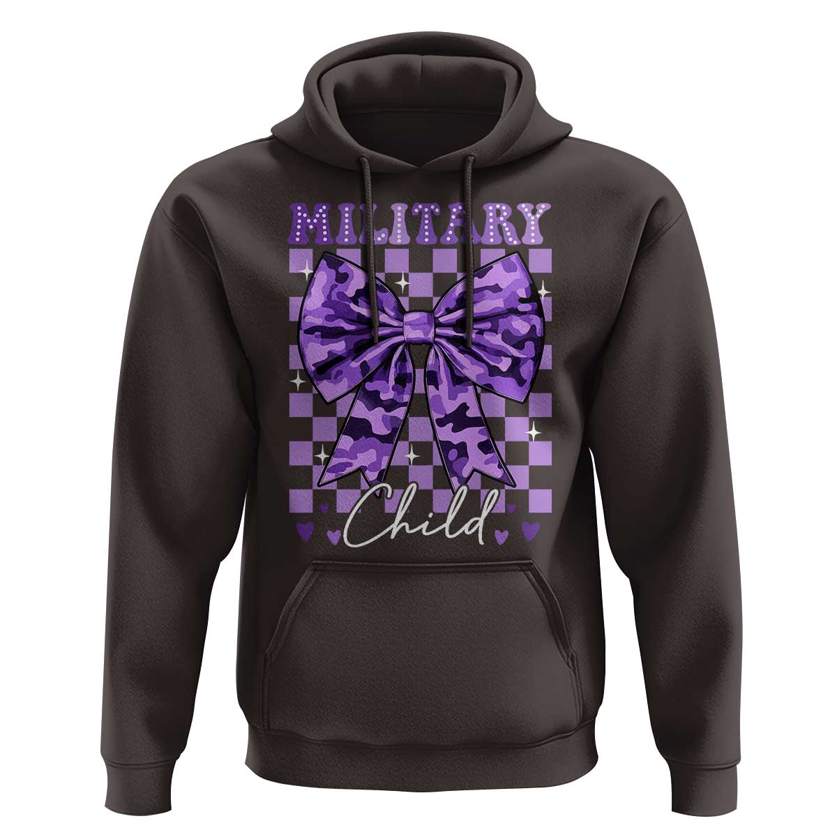 Military Child Coquette Bow Hoodie Purple Up Camo