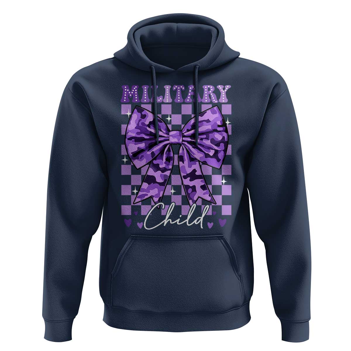 Military Child Coquette Bow Hoodie Purple Up Camo