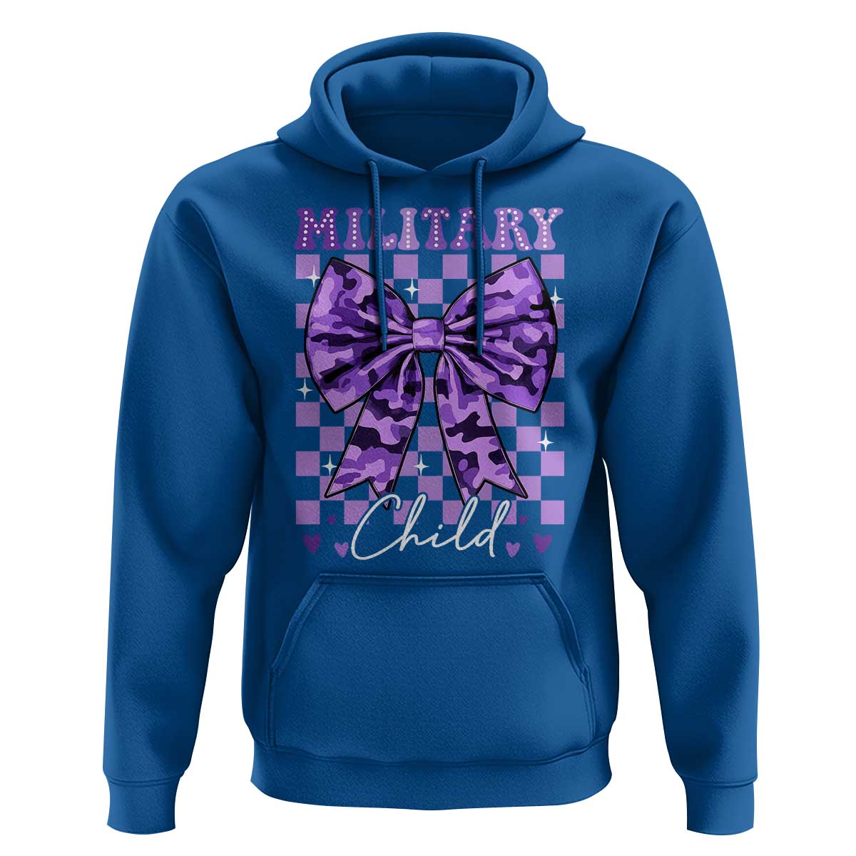 Military Child Coquette Bow Hoodie Purple Up Camo