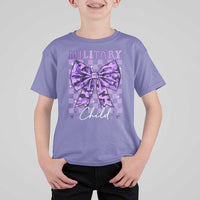 Military Child Coquette Bow T Shirt For Kid Purple Up Camo