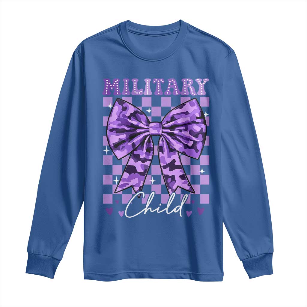 Military Child Coquette Bow Long Sleeve Shirt Purple Up Camo