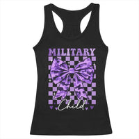 Military Child Coquette Bow Racerback Tank Top Purple Up Camo