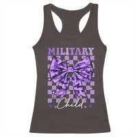 Military Child Coquette Bow Racerback Tank Top Purple Up Camo