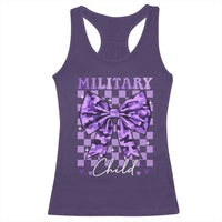 Military Child Coquette Bow Racerback Tank Top Purple Up Camo