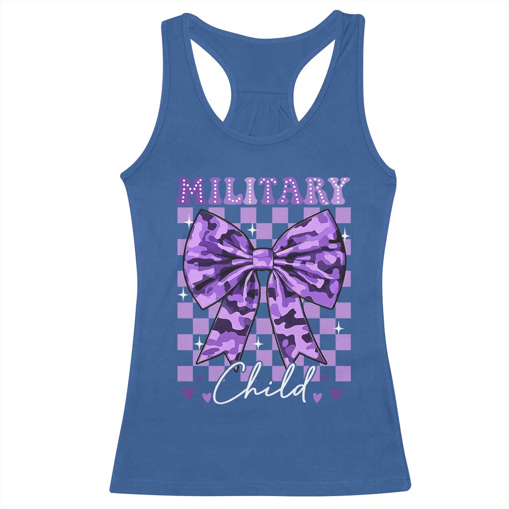 Military Child Coquette Bow Racerback Tank Top Purple Up Camo