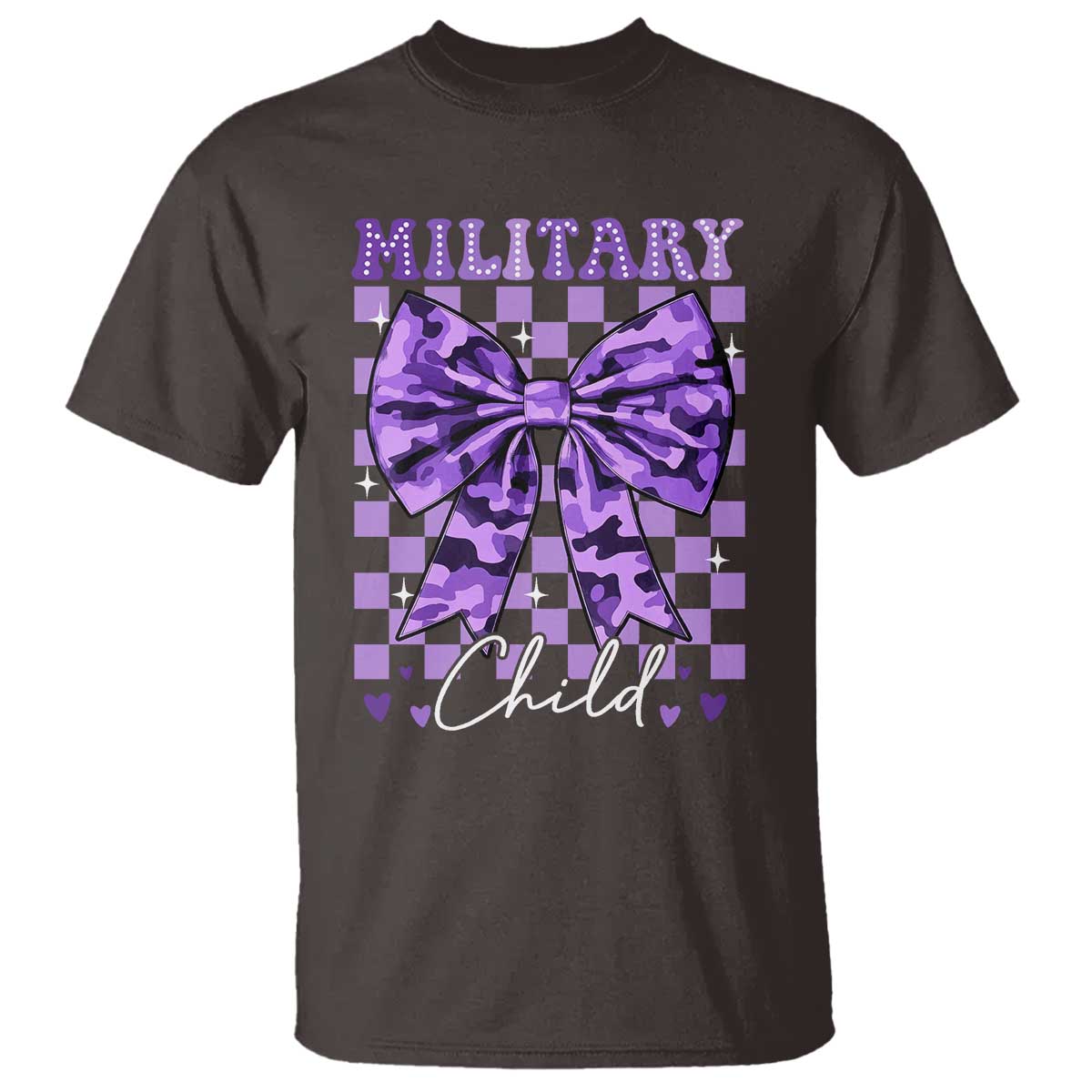 Military Child Coquette Bow T Shirt Purple Up Camo