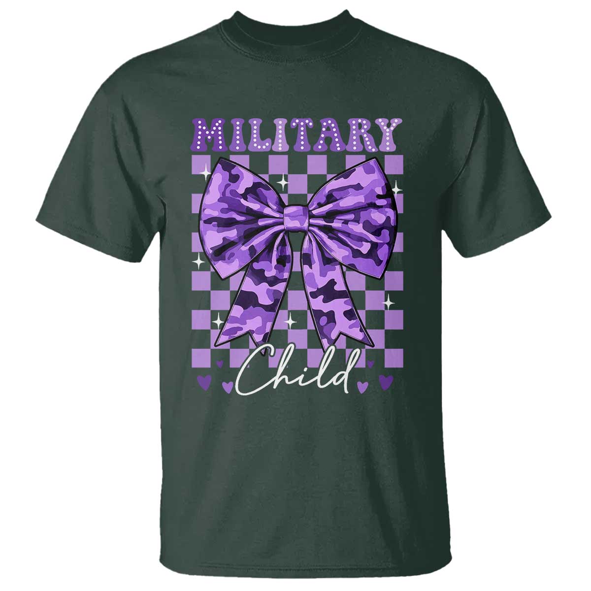 Military Child Coquette Bow T Shirt Purple Up Camo