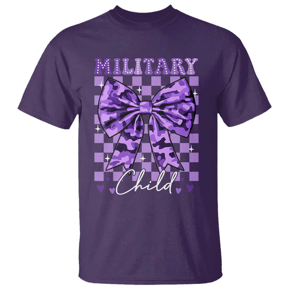 Military Child Coquette Bow T Shirt Purple Up Camo