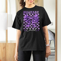 Military Child Coquette Bow T Shirt For Women Purple Up Camo