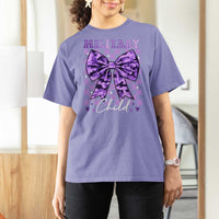 Military Child Coquette Bow T Shirt For Women Purple Up Camo