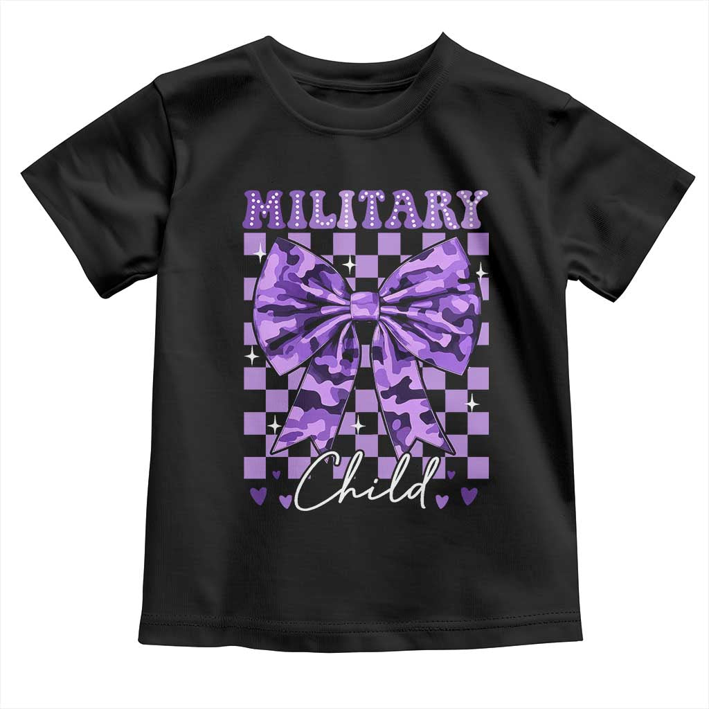 Military Child Coquette Bow Toddler T Shirt Purple Up Camo