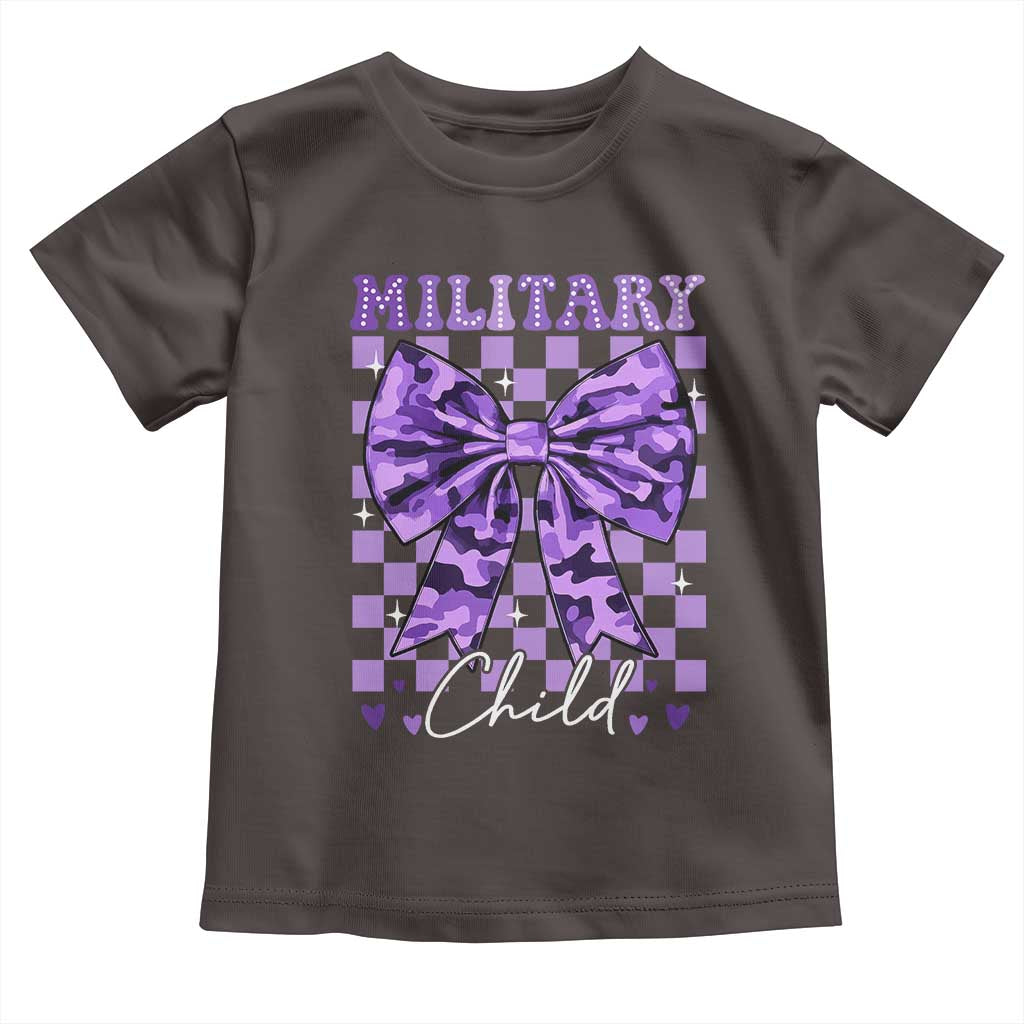 Military Child Coquette Bow Toddler T Shirt Purple Up Camo
