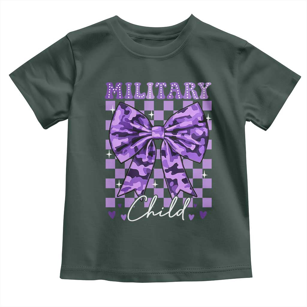Military Child Coquette Bow Toddler T Shirt Purple Up Camo