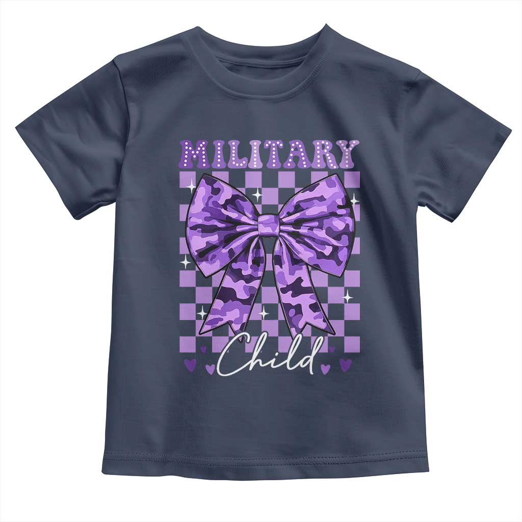 Military Child Coquette Bow Toddler T Shirt Purple Up Camo