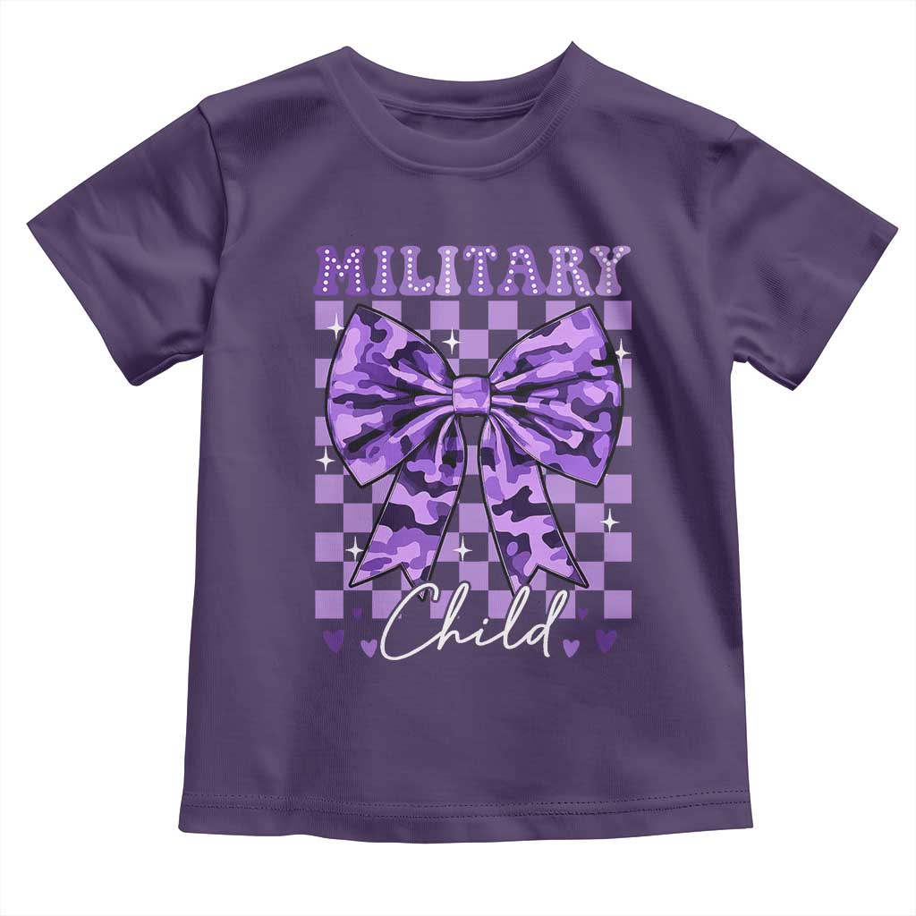 Military Child Coquette Bow Toddler T Shirt Purple Up Camo