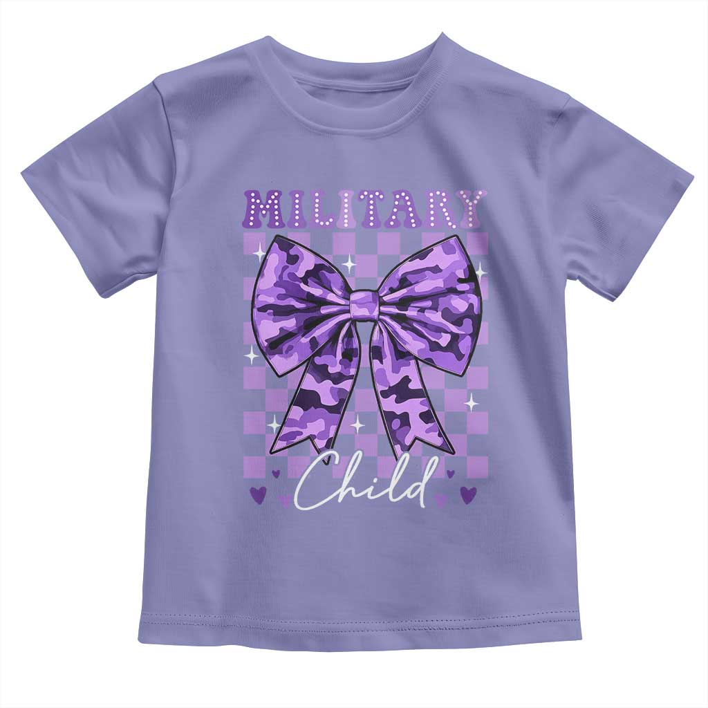 Military Child Coquette Bow Toddler T Shirt Purple Up Camo