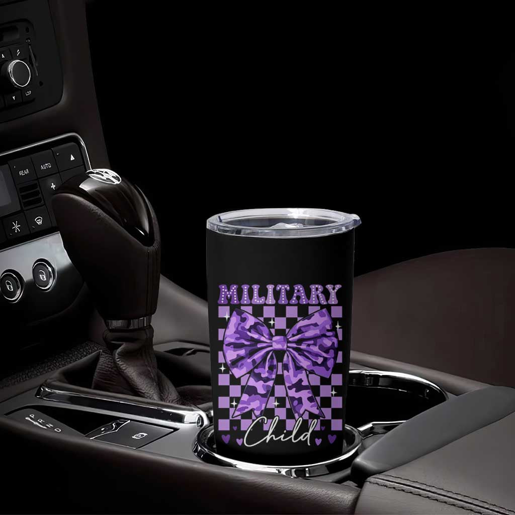 Military Child Coquette Bow Tumbler Cup Purple Up Camo