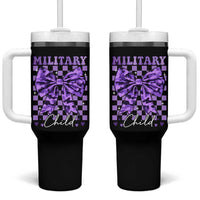 Military Child Coquette Bow Tumbler With Handle Purple Up Camo