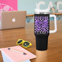 Military Child Coquette Bow Tumbler With Handle Purple Up Camo