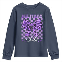 Military Child Coquette Bow Youth Sweatshirt Purple Up Camo