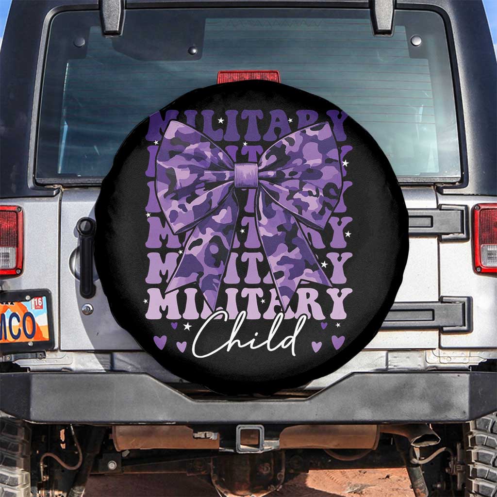 Military Child Coquette Bow Spare Tire Cover Purple Up Camo Kids Girls