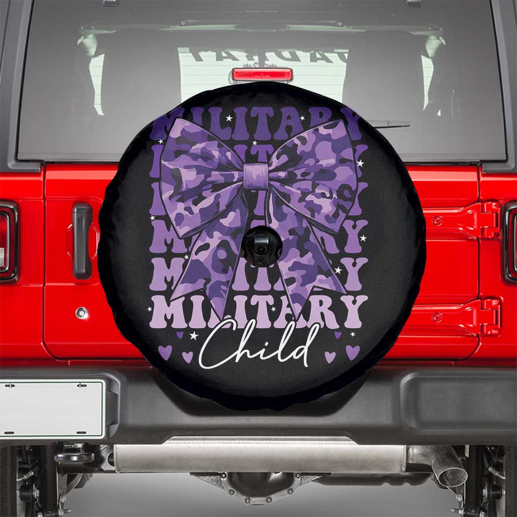 Military Child Coquette Bow Spare Tire Cover Purple Up Camo Kids Girls