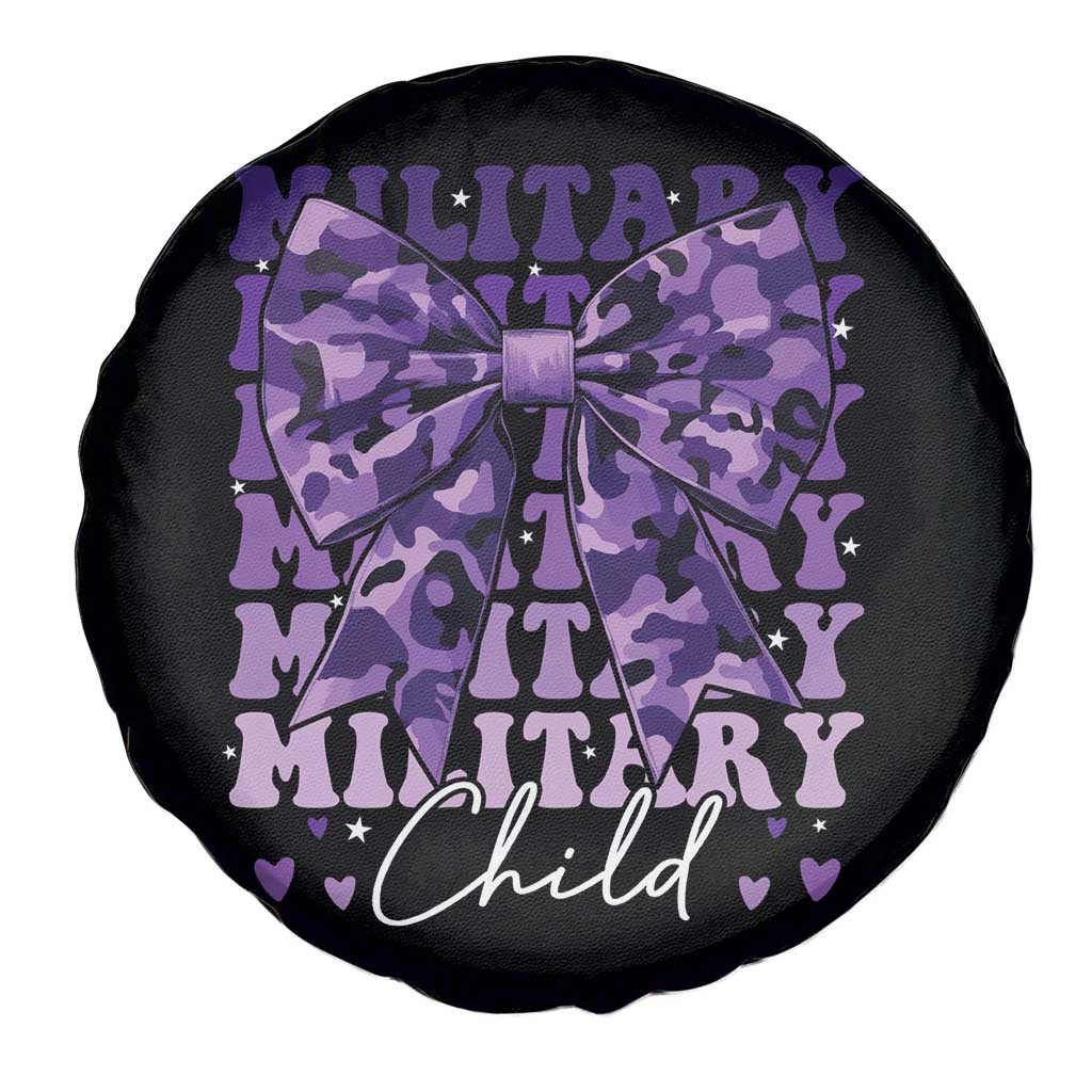 Military Child Coquette Bow Spare Tire Cover Purple Up Camo Kids Girls