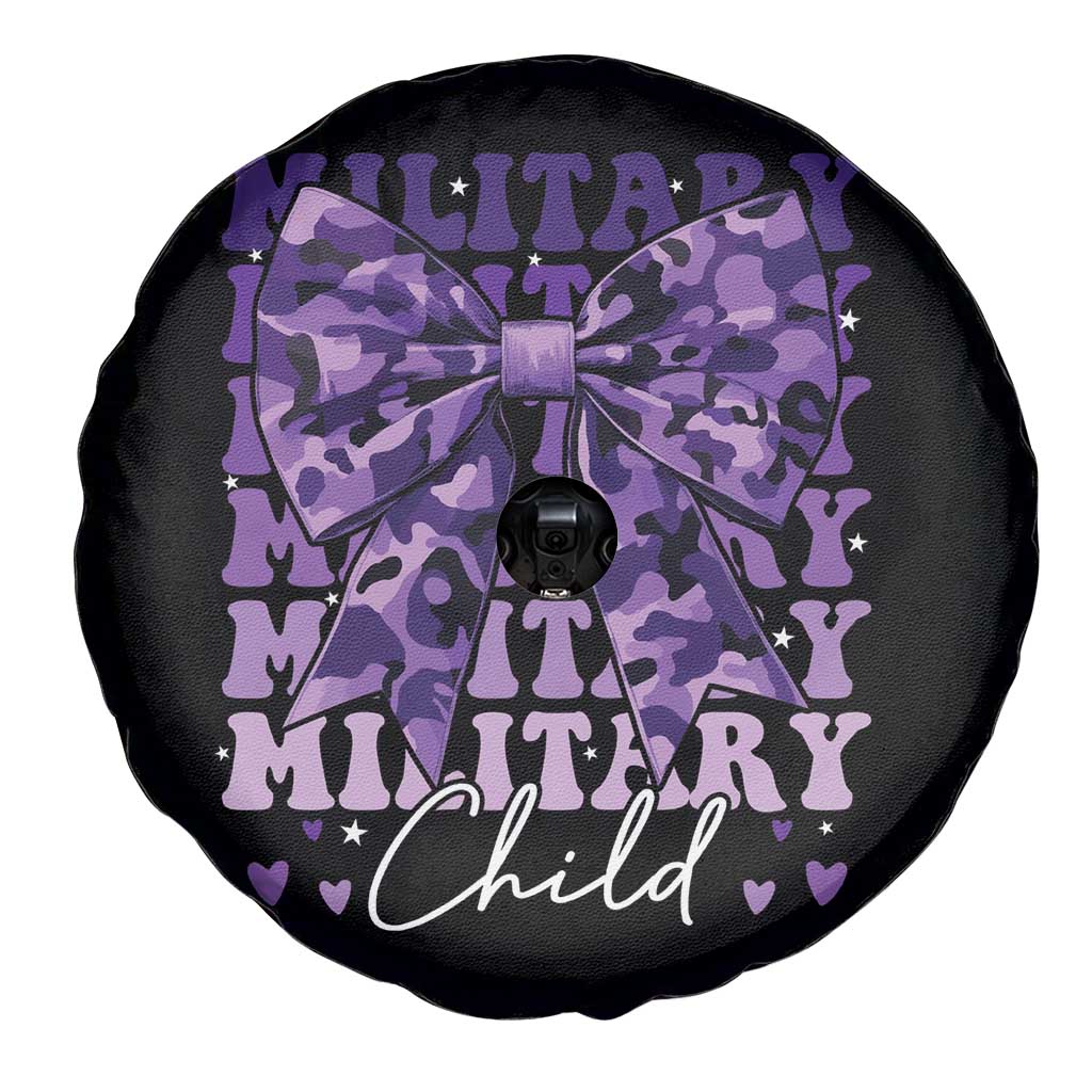 Military Child Coquette Bow Spare Tire Cover Purple Up Camo Kids Girls