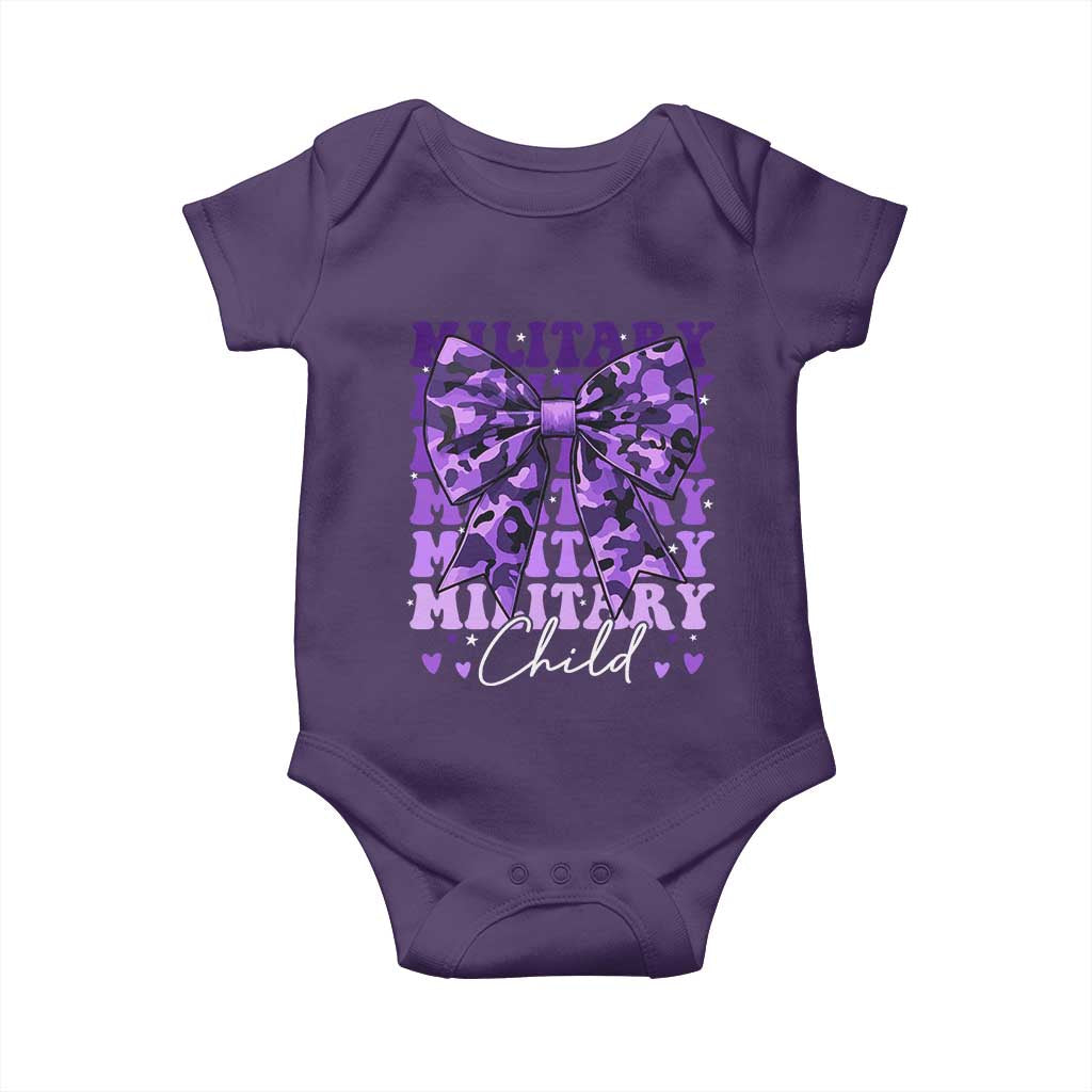 Military Child Coquette Bow Baby Onesie Purple Up Camo Kids Girls