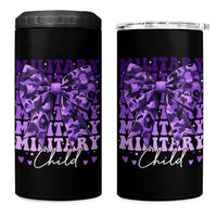 Military Child Coquette Bow 4 in 1 Can Cooler Tumbler Purple Up Camo Kids Girls