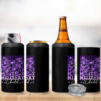 Military Child Coquette Bow 4 in 1 Can Cooler Tumbler Purple Up Camo Kids Girls