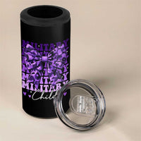 Military Child Coquette Bow 4 in 1 Can Cooler Tumbler Purple Up Camo Kids Girls