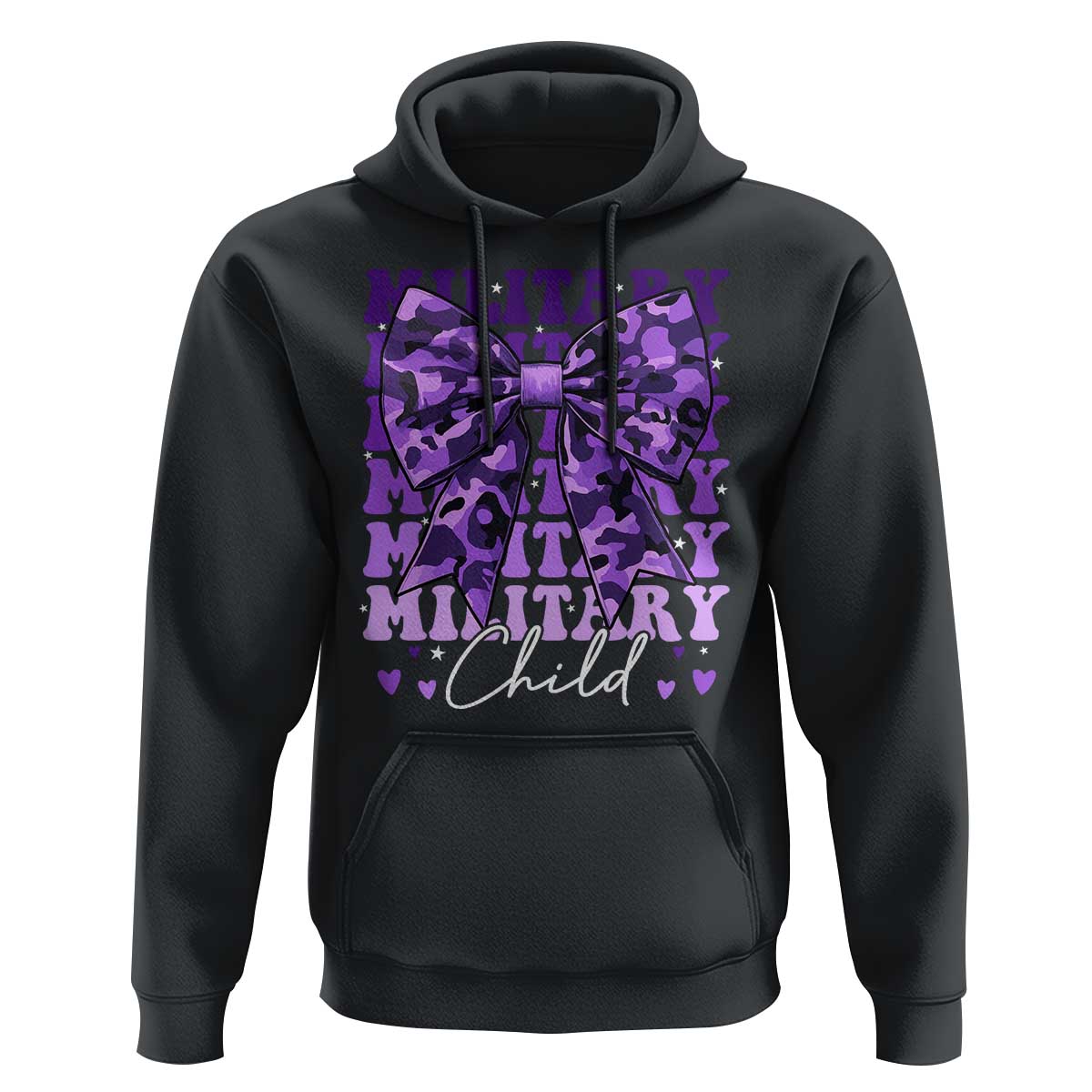 Military Child Coquette Bow Hoodie Purple Up Camo Kids Girls