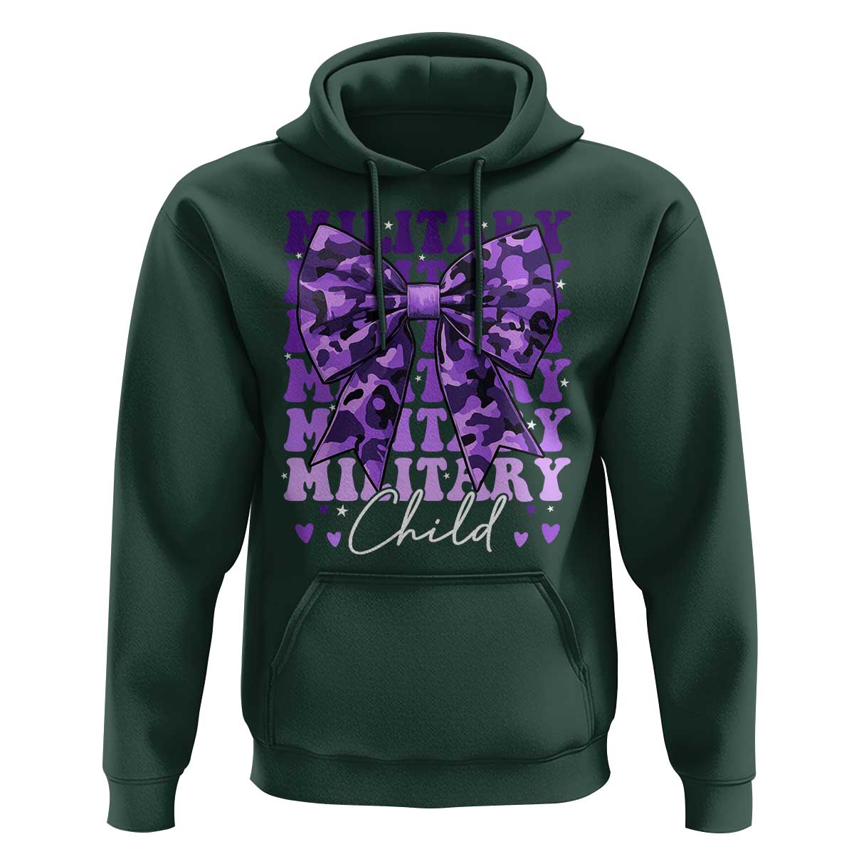 Military Child Coquette Bow Hoodie Purple Up Camo Kids Girls