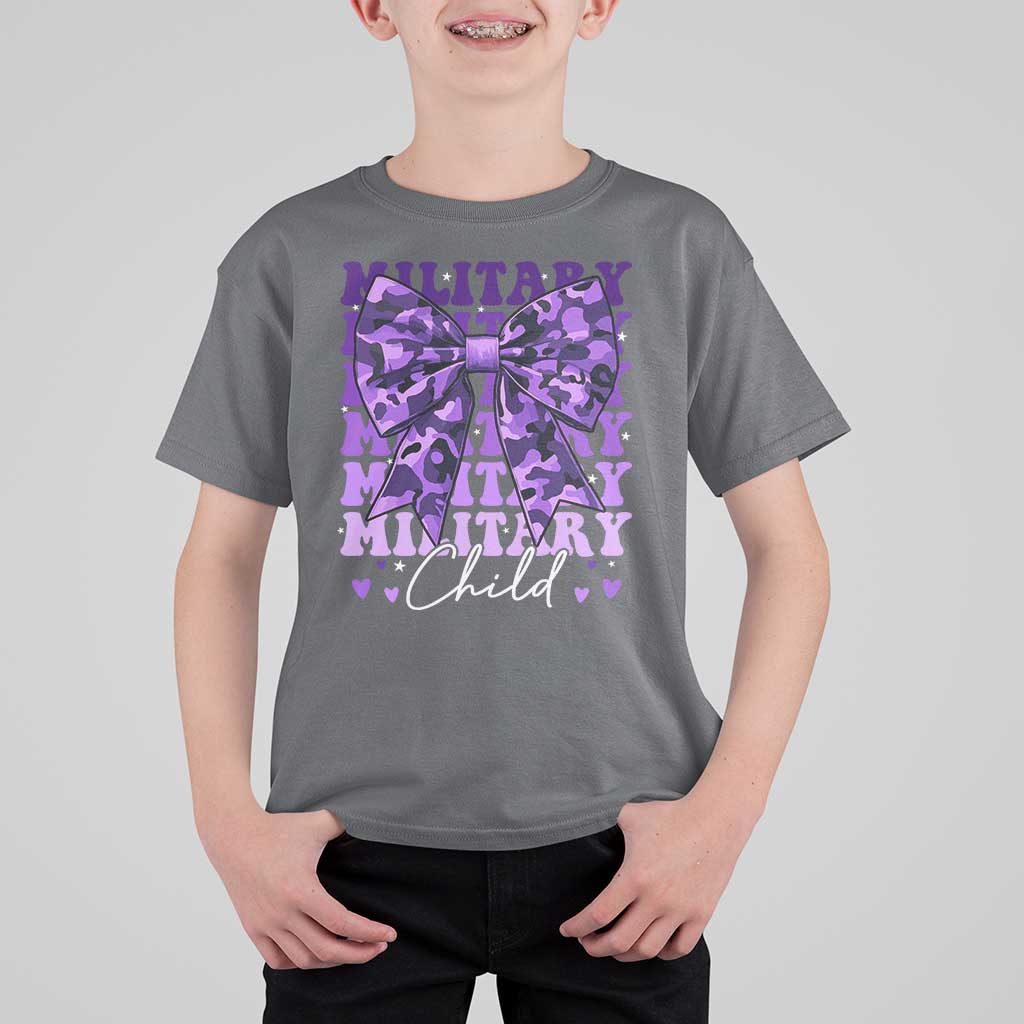 Military Child Coquette Bow T Shirt For Kid Purple Up Camo Kids Girls