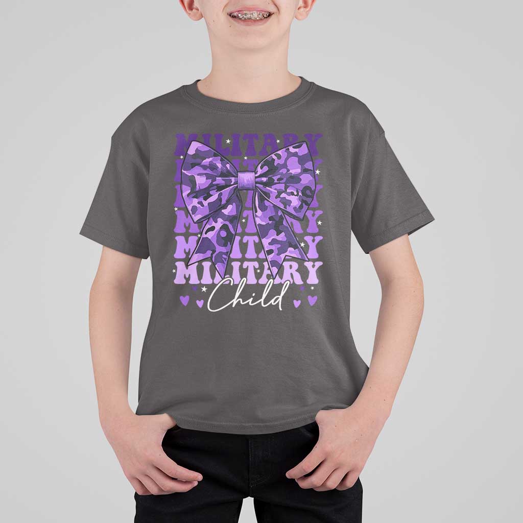 Military Child Coquette Bow T Shirt For Kid Purple Up Camo Kids Girls