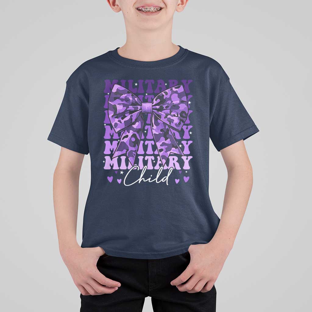 Military Child Coquette Bow T Shirt For Kid Purple Up Camo Kids Girls