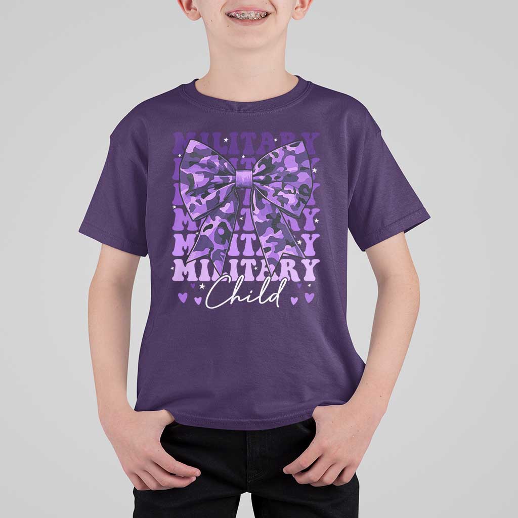 Military Child Coquette Bow T Shirt For Kid Purple Up Camo Kids Girls